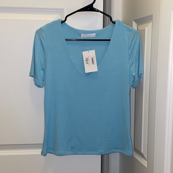 Aqua Blue V-Neck Tee - Picture 1 of 3